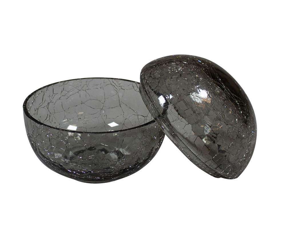 Салатник с крышкой Studio Raw Crackled glass 12 см grey RD23004 - Фото 1