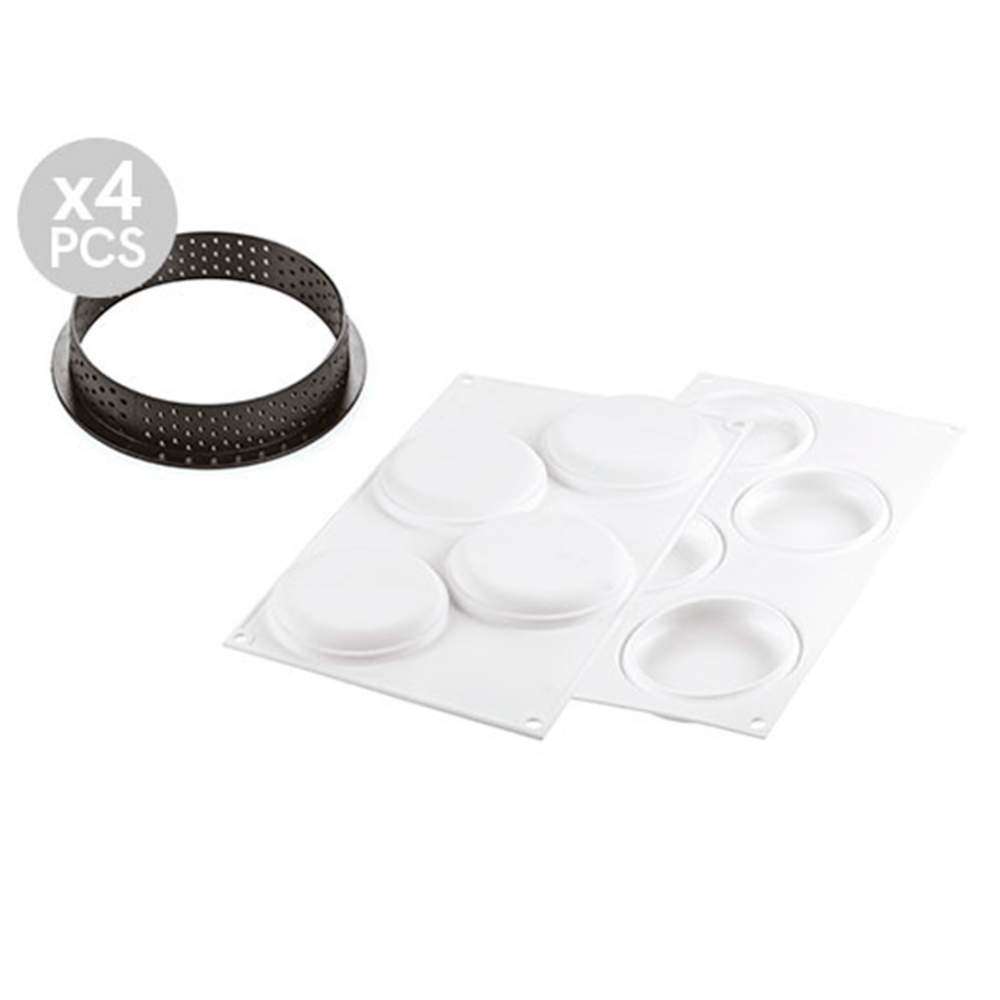 Набор форм для тартов ROUND d 10 cм Silikomart KIT TARTE RING ROUND D100 MM - Фото 1