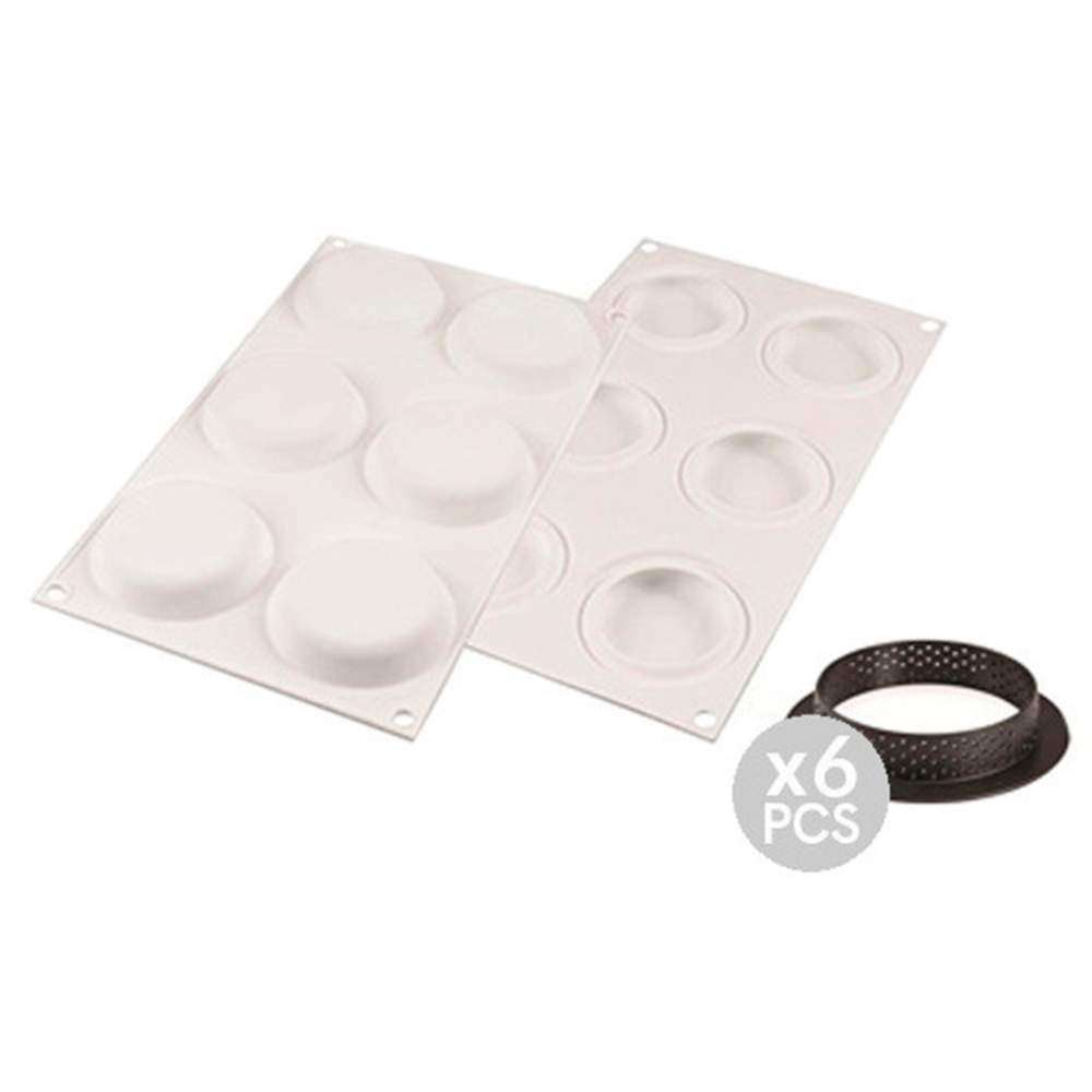 Набор форм для тартов ROUND d 8 cм Silikomart KIT TARTE RING ROUND D80 MM - Фото 1