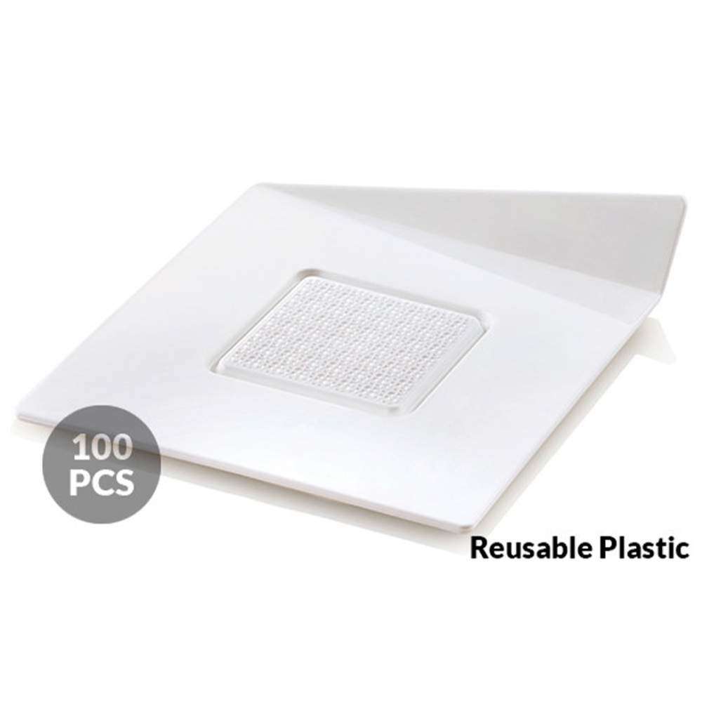 Набор подставок под десерты 100 шт. 83x83 мм Silikomart SET 100 WHITE TRAYS - SQUARE 83X83 MM