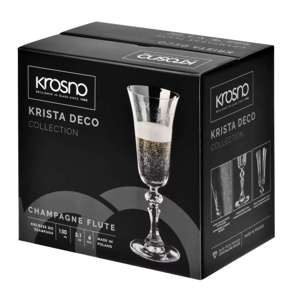 Бокал для шампанського Krosno Krista deco 150 мл - 5900345788272 - Фото 2