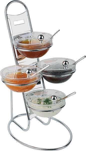 Стойка фуршетная с 4-ма салатниками (14см, 500 мл) с крышками APS 30Х30Х48 см 11498