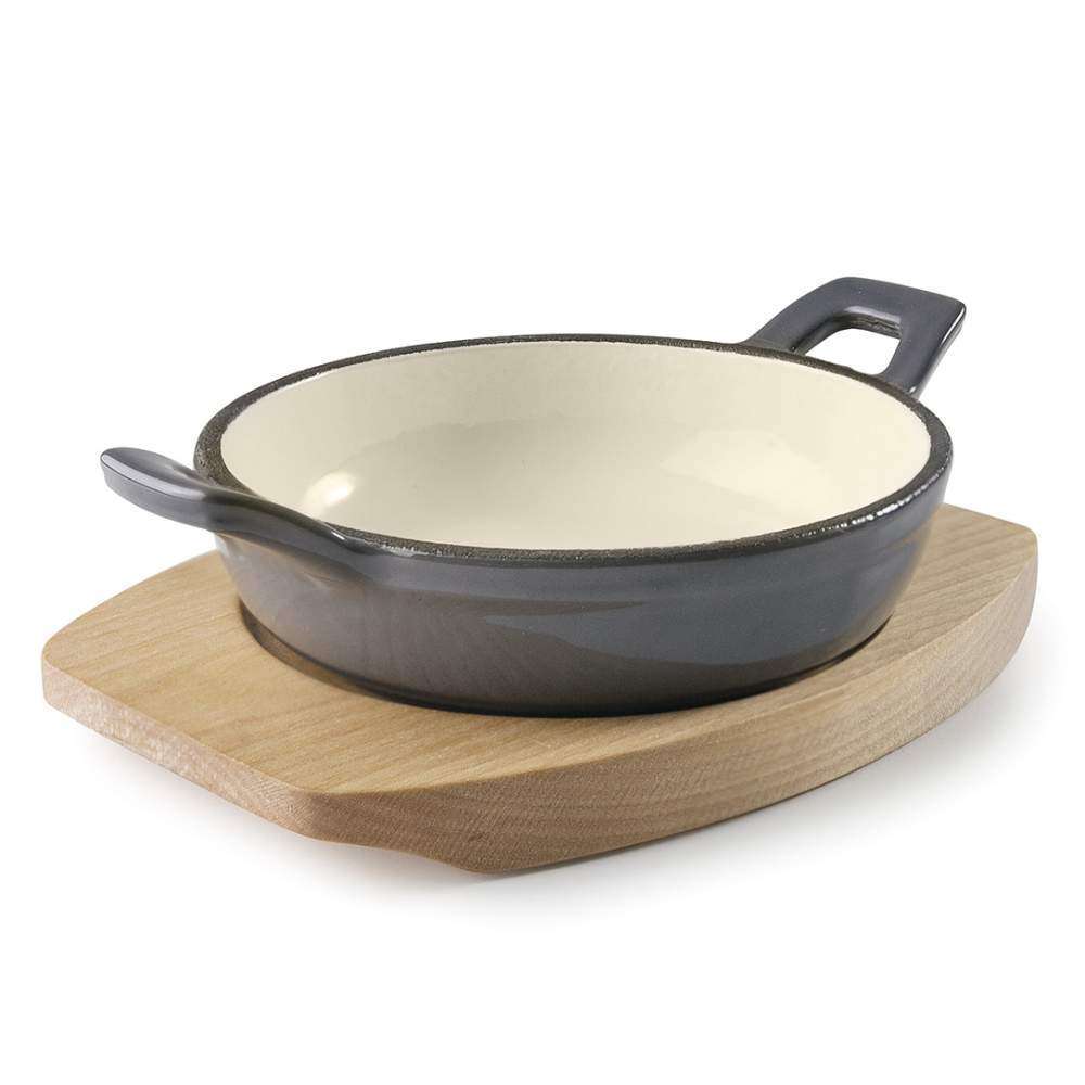 Сковорода порційна сіра d-12 см на дерев’яній підставці Lacor - 25841